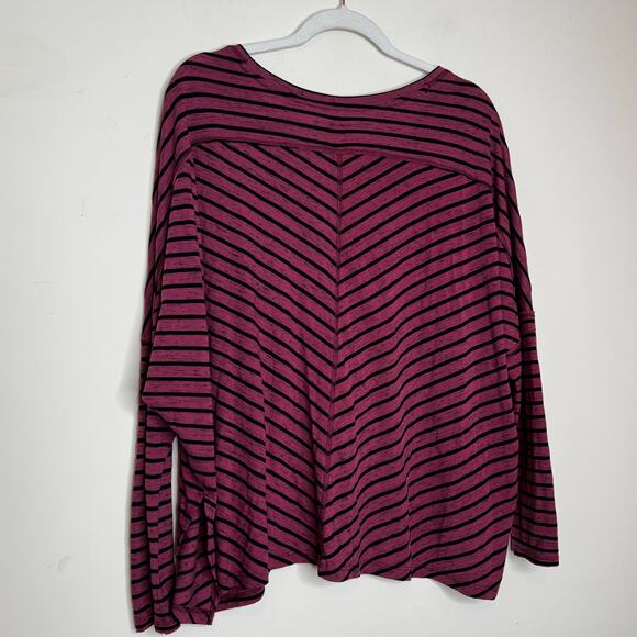 Free People We The Free Striped Oversized Long Sleeve Top Raspberry Black Small - Picture 8 of 10